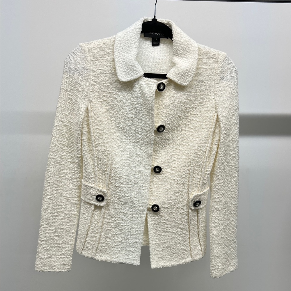 St. John Cream Textured Women's Blazer